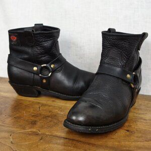 Vintage Rev Gear Black Leather Ankle Harness Motorcycle Boots 9.5M